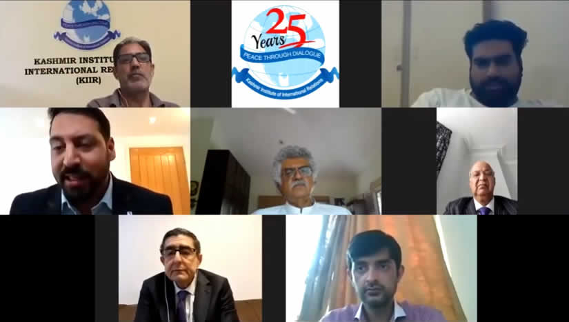 Mirza Saab Beg Kashmir lawyer presenting his view point on a live webinar on New domicile law and it’s implications on indigenous people of occupied kashmir on July 16, 2020. Webinar was organised by KIIR